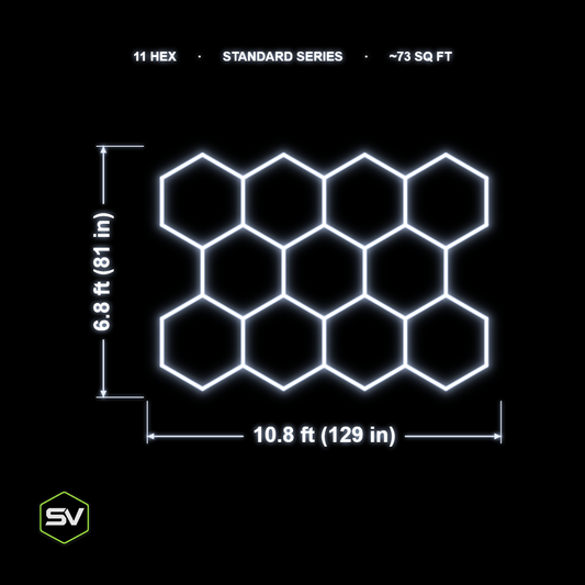Hexagon LED Garage Lighting Kit - 11 Panel (Non-Dimmable)