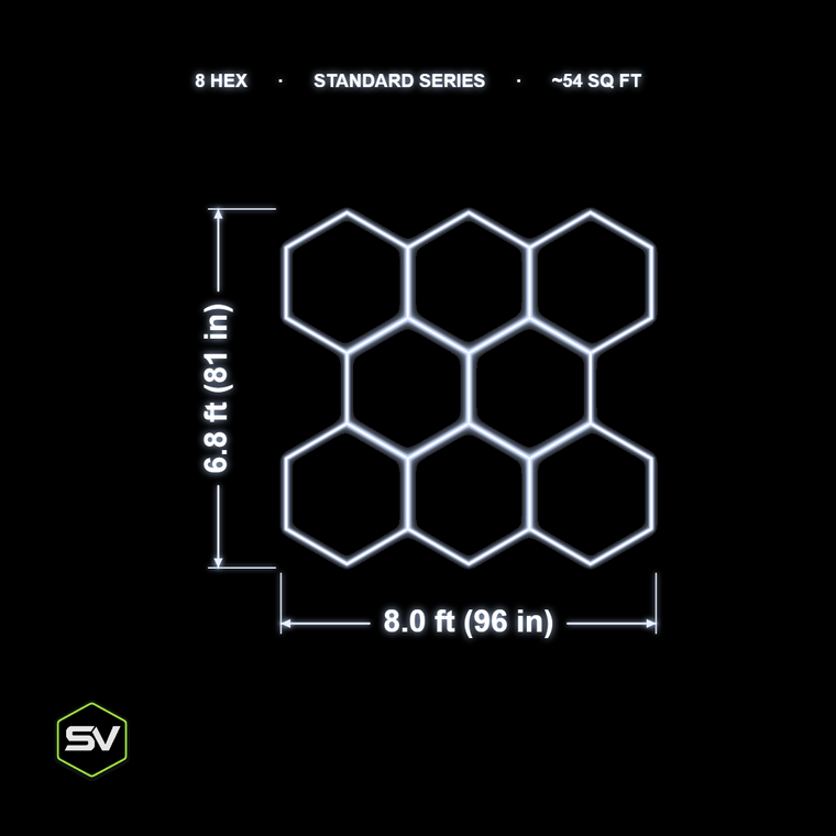 Hexagon LED Garage Lighting Kit - 8 Panel (Non-Dimmable)