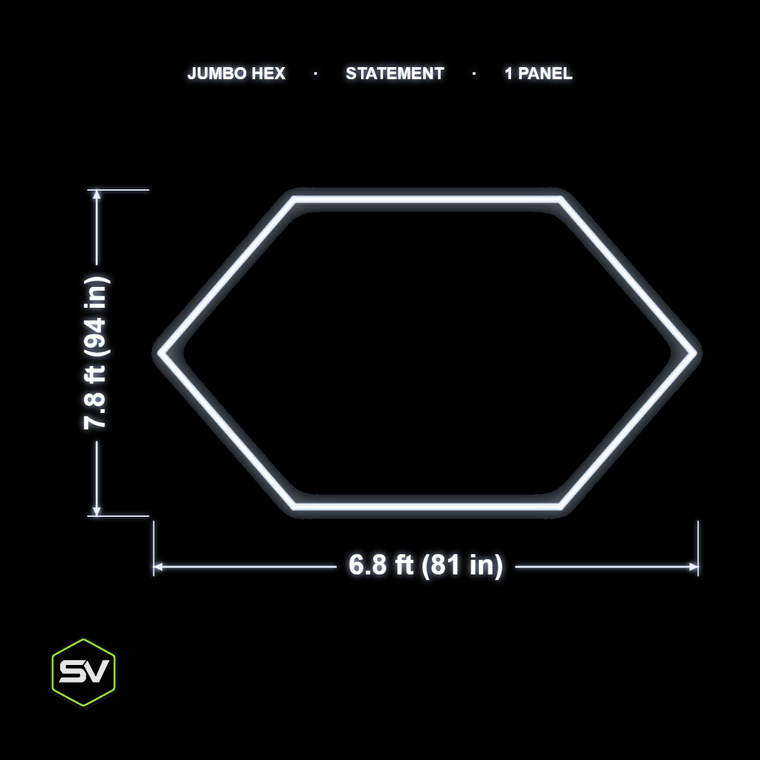 Jumbo Single Hexagon LED Light - Statement Piece (Approx. 6'9" Wide)