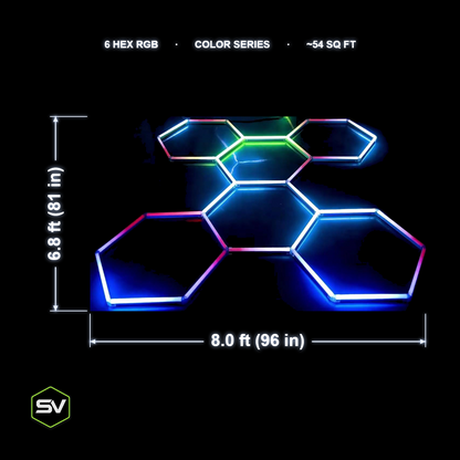 RGB Hexagon LED Garage Lighting Kit - 6 Panel