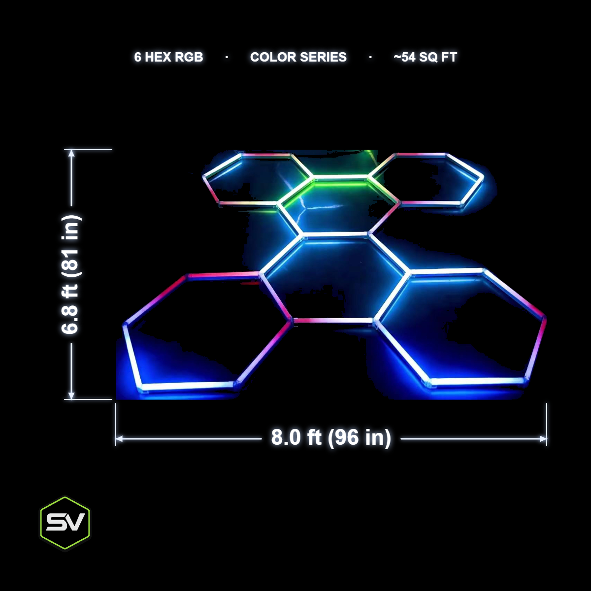 RGB Hexagon LED Garage Lighting Kit - 6 Panel