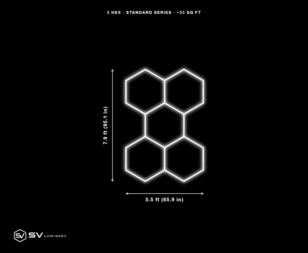 5 Panel hexagon LED kit, 5.5 ft by 7.9 ft, 24 hex tubes