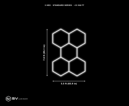 5 Panel hexagon LED kit, 5.5 ft by 7.9 ft, 24 hex tubes