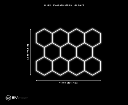 11 Panel hexagon LED kit, 11.0 ft by 7.9 ft, 46 hex tubes